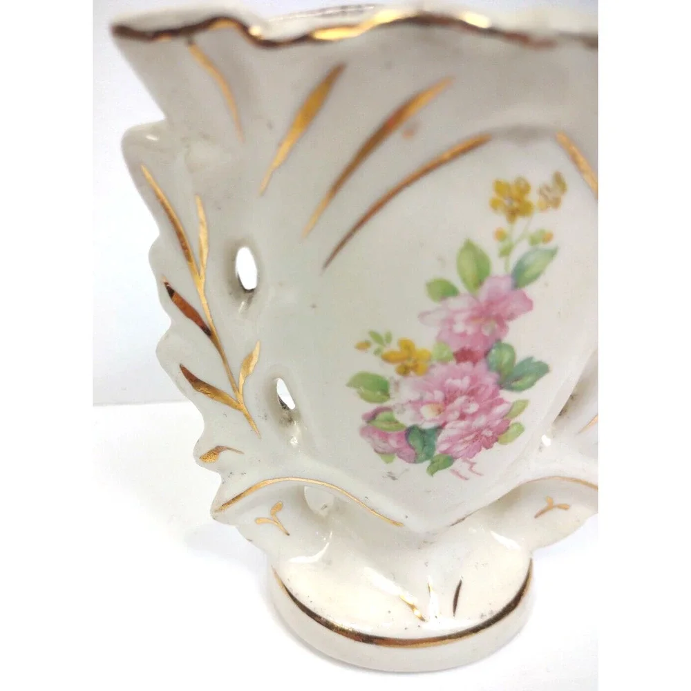 Vintage Staffordshire Style Rose Vase Crown Stafford China 5.5” Tall